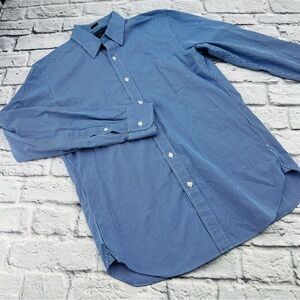 J. Crew Factory Thompsons Shirtings Men's M 15-15.5 Blue White Micro Check